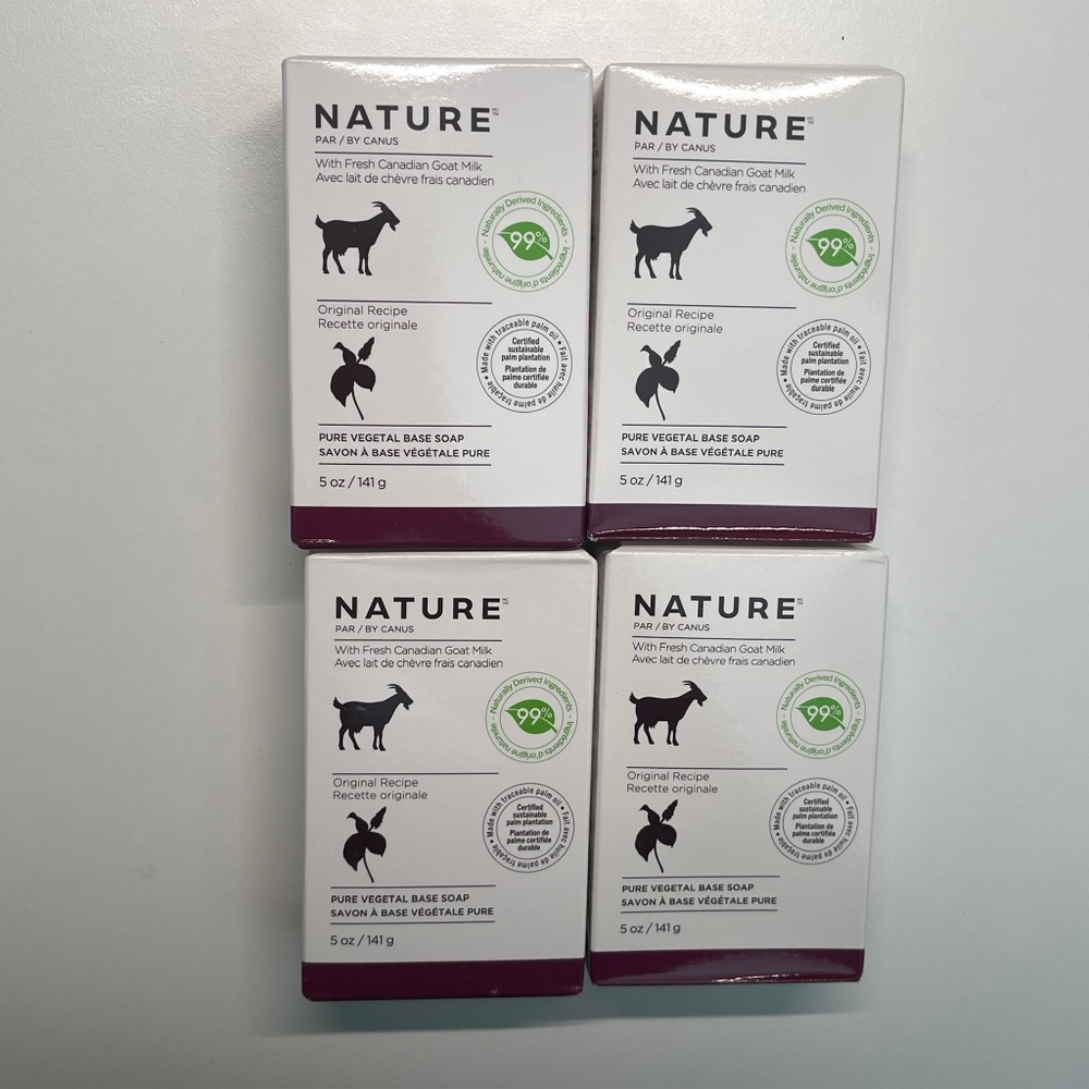 Lot of 4 NEW Nature By Canus Bar Soap Goats Milk original receipe 141g each